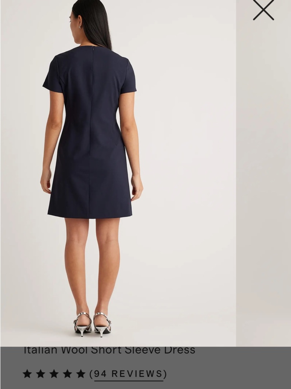 NWOT Quince Italian Wool short Sleeve Dress. Breathable. Navy. Sz 14 - Picture 3 of 11